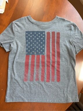 Sonoma 4th of July Gray Tee with Vintage American Flag Graphic
